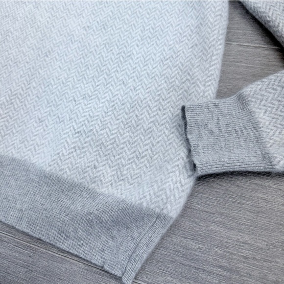 J Crew Cashmere Herringbone Jacquard Crewneck Sweater Men’s Size M Quiet Luxury - Picture 9 of 14